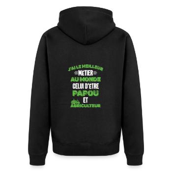 Papy agriculteur humour retraité tracteur t-shirt - Veste à capuche bio Premium Unisexe - noir - Dos - Nico (187cm)