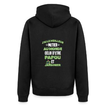 Papou jardinier retraité jardinage humour t-shirt - Veste à capuche bio Premium Unisexe - noir - Dos - Nico (187cm)
