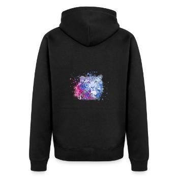 leopard, cat, wildcat, graffiti, painting,blue - Unisex Premium Organic Zip Hoodie - black - Back - Nico (187cm)