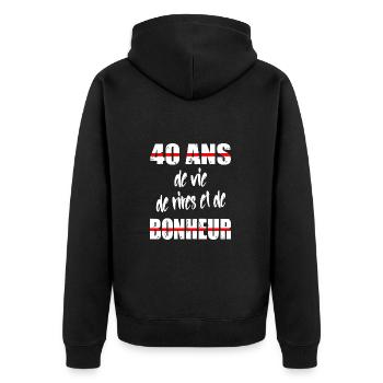 40 ans maillot anniversaire cadeau homme femme - Veste à capuche bio Premium Unisexe - noir - Dos - Nico (187cm)