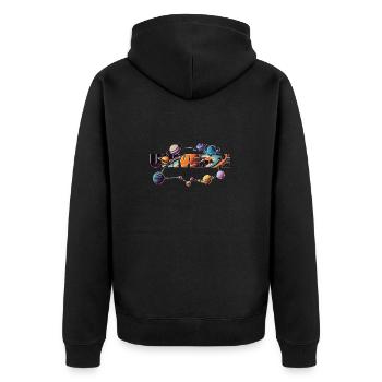 universe - Unisex Premium Bio Zip Hoodie - Schwarz - Hinten - Nico (187cm)