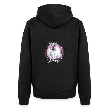 skihase ,rosa,skifahren,ski,hase,hase mit brille - Unisex Premium Bio Zip Hoodie - Schwarz - Hinten - Nico (187cm)