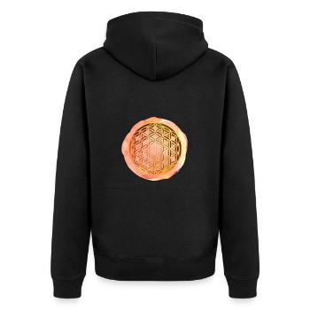Lebensblume 3D - Unisex Premium Bio Zip Hoodie - Schwarz - Hinten - Nico (187cm)