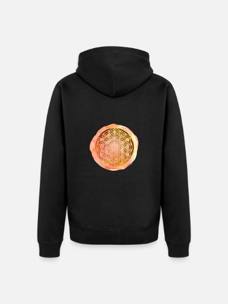Lebensblume 3D - Unisex Premium Bio Zip Hoodie - Schwarz