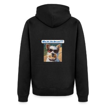 Terrier, Who let the dog out - Unisex Premium Organic Zip Hoodie - black - Back - Nico (187cm)