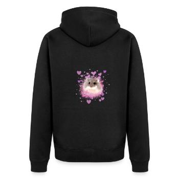 zwerghamster,hamster,pink,graffiti,malerei - Unisex Premium Bio Zip Hoodie - Schwarz - Hinten - Nico (187cm)