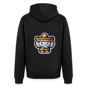 Cinco de Mayo Elefant mit Sombrero Cartoon - Unisex Premium Bio Zip Hoodie - Schwarz - Hinten - Nico (187cm)