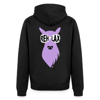 Reh-Mama mit Sonnenbrille - lila - Unisex Premium Bio Zip Hoodie - Schwarz - Hinten - Nico (187cm)