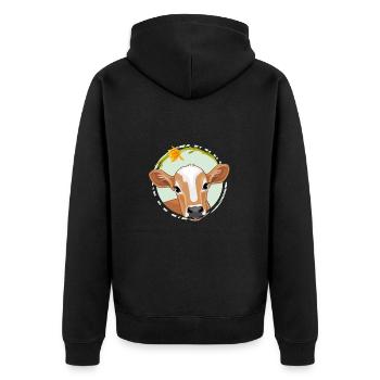 Mignon veau qui jette un coup d’œil - Veste à capuche bio Premium Unisexe - noir - Dos - Nico (187cm)