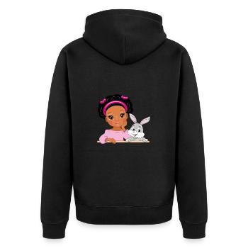 Mignonne belle fille afro avec lapin - Veste à capuche bio Premium Unisexe - noir - Dos - Nico (187cm)