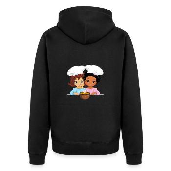 Two little friends love to cook together - Unisex Premium Organic Zip Hoodie - black - Back - Nico (187cm)