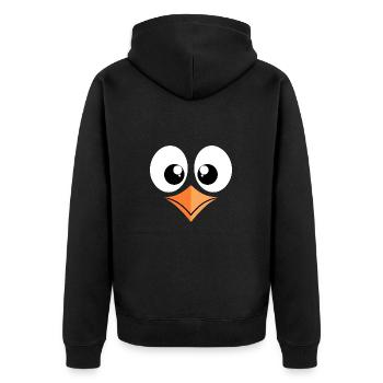Penguin Costume Bird Beak Eyes Face Funny - Unisex Premium Organic Zip Hoodie - black - Back - Nico (187cm)