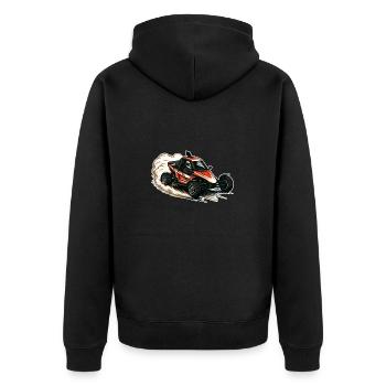 Autocross Stockcar Spezialcross - Unisex Premium Bio Zip Hoodie - Schwarz - Hinten - Nico (187cm)