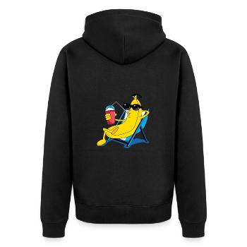 Banane im Urlaub - Unisex Premium Bio Zip Hoodie - Schwarz - Hinten - Nico (187cm)