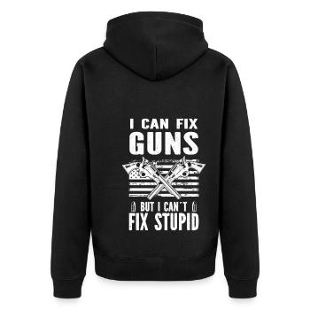 Waffenschmied | Schmieden Waffen Schmied Geschenke - Unisex Premium Bio Zip Hoodie - Schwarz - Hinten - Nico (187cm)
