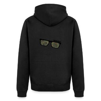bushcraft militär wildcamping survival adventure - Unisex Premium Bio Zip Hoodie - Schwarz - Hinten - Nico (187cm)