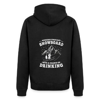 Wochenendprognose Snowboard und Trinken - Unisex Premium Bio Zip Hoodie - Schwarz - Hinten - Nico (187cm)