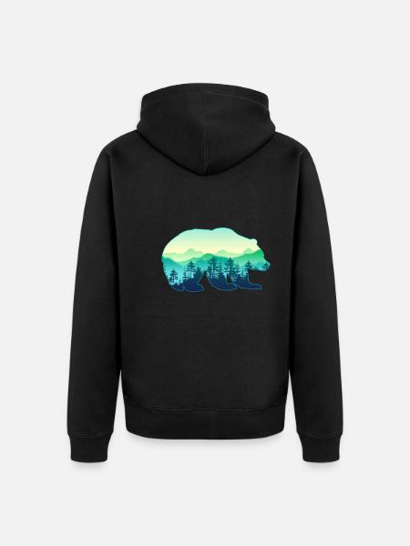 Hunter, Mountaineer, Hiker, Bear - Unisex Premium Organic Zip Hoodie - black