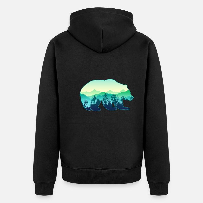 Jäger Bergsteiger Wanderer Bär - Unisex Premium Bio Zip Hoodie - Schwarz