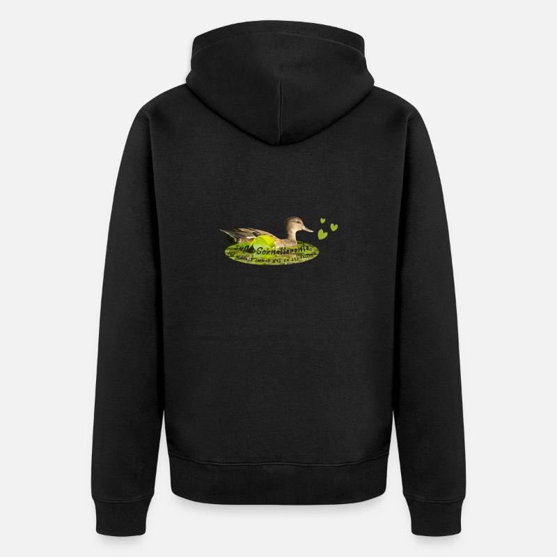 Canard chipeau, bavardage, bavardage - Veste à capuche bio Premium Unisexe - noir