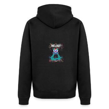helau,karneval,konfetti,bunt,clown,faultier - Unisex Premium Bio Zip Hoodie - Schwarz - Hinten - Nico (187cm)