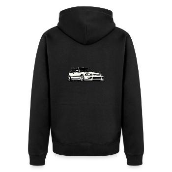 we love EG6 hatchback - Unisex Premium Bio Zip Hoodie - Schwarz - Hinten - Nico (187cm)