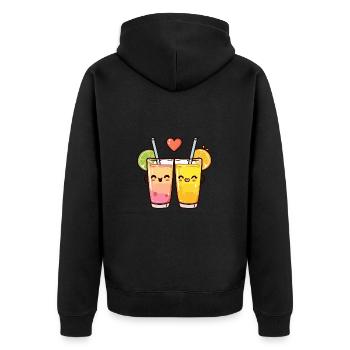 Cocktail Couple Love Heart Valentine's Day - Unisex Premium Organic Zip Hoodie - black - Back - Nico (187cm)