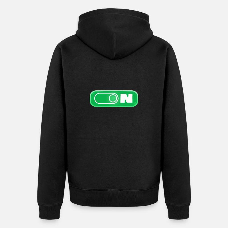 ON/OFF Switch EIN/AUS Schalter - Unisex Premium Bio Zip Hoodie - Schwarz
