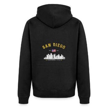 San Diego Est 1850 - Unisex Premium Organic Zip Hoodie - black - Back - Nico (187cm)