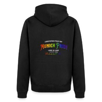 Munich Gay Pride, LGBTQ+ - Unisex Premium Organic Zip Hoodie - black - Back - Nico (187cm)