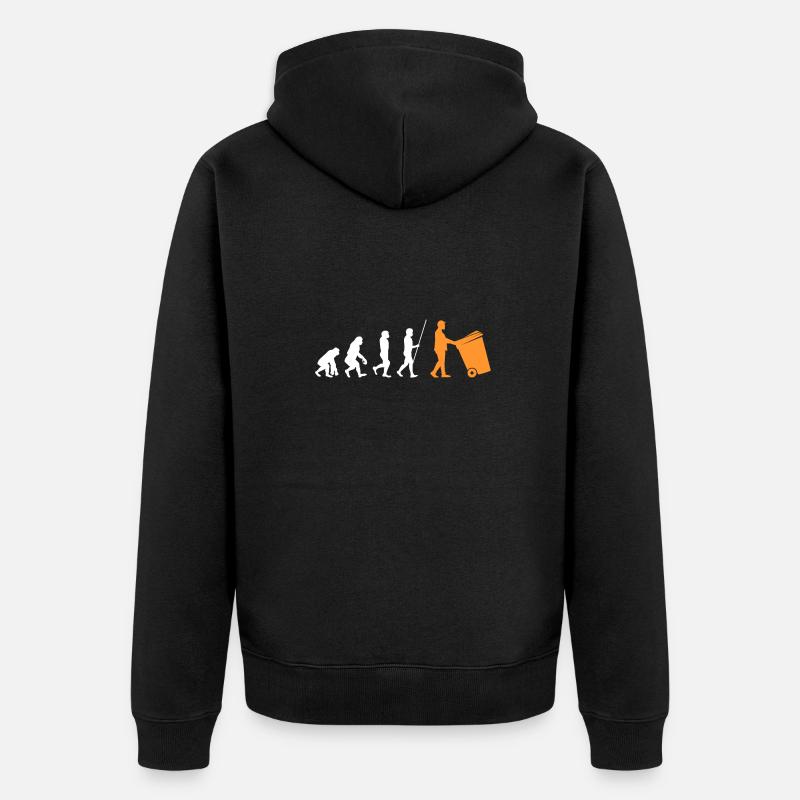Evolution Müllmann Müllabfuhr Entwicklung Geschenk - Unisex Premium Bio Zip Hoodie - Schwarz