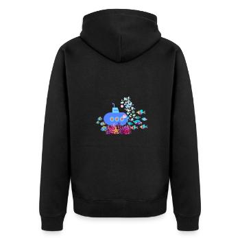 u-boot,boot,submarine,meer,fische,krebs,seestern - Unisex Premium Bio Zip Hoodie - Schwarz - Hinten - Nico (187cm)