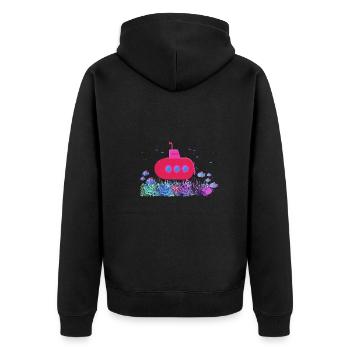 u-boot,boot,submarine,meer,fische,krebs,seestern - Unisex Premium Bio Zip Hoodie - Schwarz - Hinten - Nico (187cm)