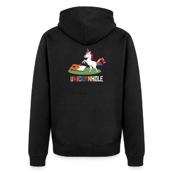 Unicornhole Youth Cornhole Unicorn Women Girl - Unisex Premium Bio Zip Hoodie - Schwarz - Hinten - Nico (187cm)