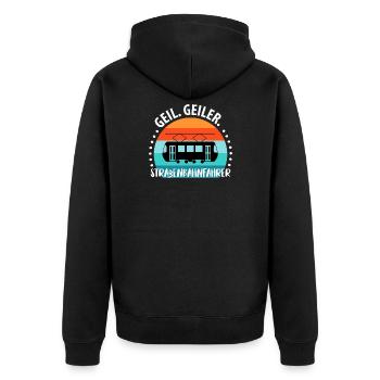 Straßenbahnfahrer Straßenbahn Stadtbahn Tram - Unisex Premium Bio Zip Hoodie - Schwarz - Hinten - Nico (187cm)