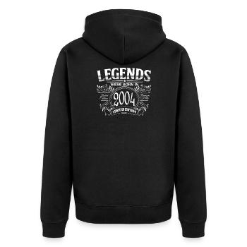 Legenden wurden 2004 geboren - Unisex Premium Bio Zip Hoodie - Schwarz - Hinten - Nico (187cm)