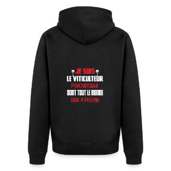 Je suis le viticulteur psychotique t-shirt homme - Veste à capuche bio Premium Unisexe - noir - Dos - Nico (187cm)
