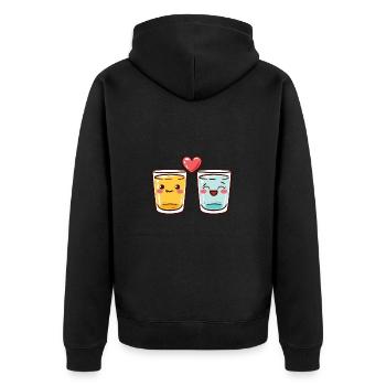 Tequila Shots Kurze Paar Herz Lustig - Unisex Premium Bio Zip Hoodie - Schwarz - Hinten - Nico (187cm)