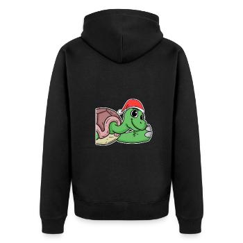 Turtle - Unisex Premium Organic Zip Hoodie - black - Back - Nico (187cm)