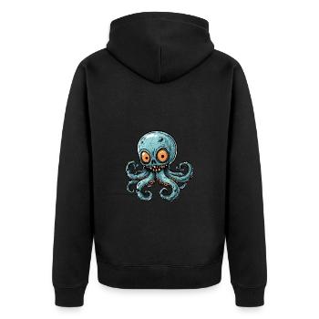 Oktopus Halloween Lustig Zombie - Unisex Premium Bio Zip Hoodie - Schwarz - Hinten - Nico (187cm)
