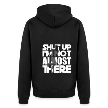 Läufer Marathon Halbmarathon - Marathontraining - Unisex Premium Bio Zip Hoodie - Schwarz - Hinten - Nico (187cm)