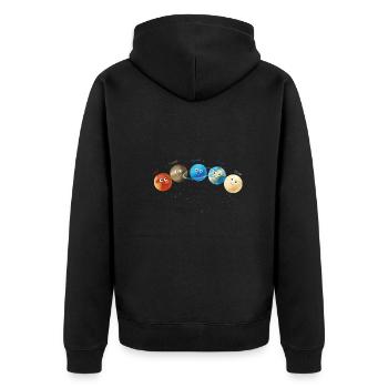 planeten,sonnensystem,merkur,mars,erde,planet - Unisex Premium Bio Zip Hoodie - Schwarz - Hinten - Nico (187cm)