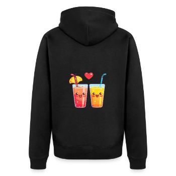 Boisson gazeuseCouple Love Drink Coeur Saint-Valentin - Veste à capuche bio Premium Unisexe - noir - Dos - Nico (187cm)