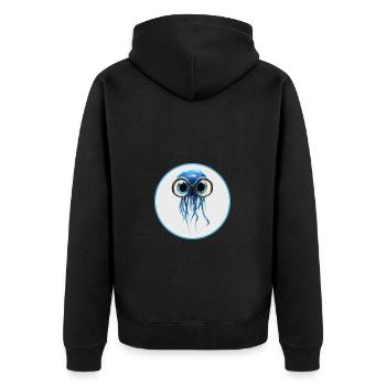 Qualle mit Taucherbrille - Unisex Premium Bio Zip Hoodie - Schwarz - Hinten - Nico (187cm)