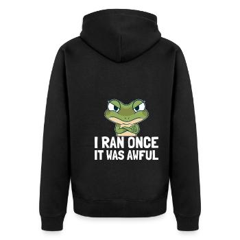 Sarkastischer Läufer Spruch Laufen Lustig - Unisex Premium Bio Zip Hoodie - Schwarz - Hinten - Nico (187cm)