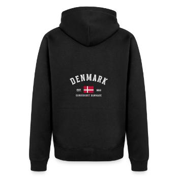 Denmark Est 908 Vintage - Unisex Premium Organic Zip Hoodie - black - Back - Nico (187cm)