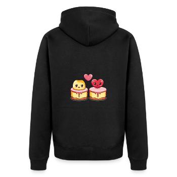 Cheesecake Couple Amour Coeur Saint Valentin - Veste à capuche bio Premium Unisexe - noir - Dos - Nico (187cm)