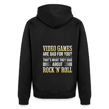 Zocker Spruch Pro Gaming - Unisex Premium Bio Zip Hoodie - Schwarz - Hinten - Nico (187cm)