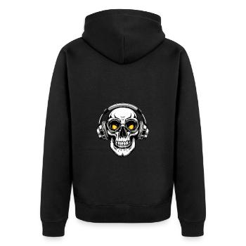 Skull Headphones Gamer Gamer Skull - Unisex Premium Organic Zip Hoodie - black - Back - Nico (187cm)