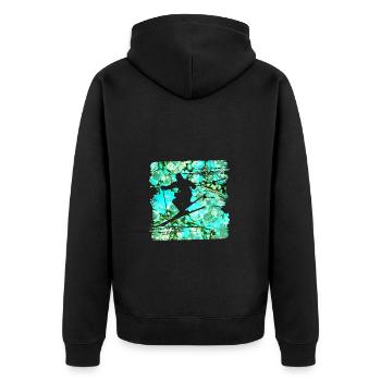Skier E 248 - Unisex Premium Organic Zip Hoodie - black - Back - Nico (187cm)